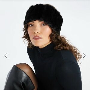 JUSTFAB BLACK FAUX FUR EAR WARMER HEADBAND